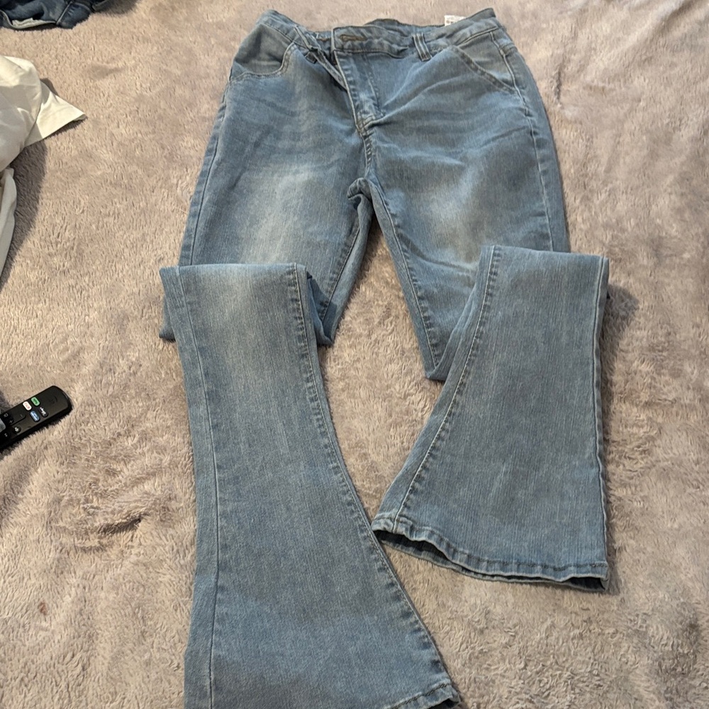 SHEIN Denim Blue Wide Leg Jeans